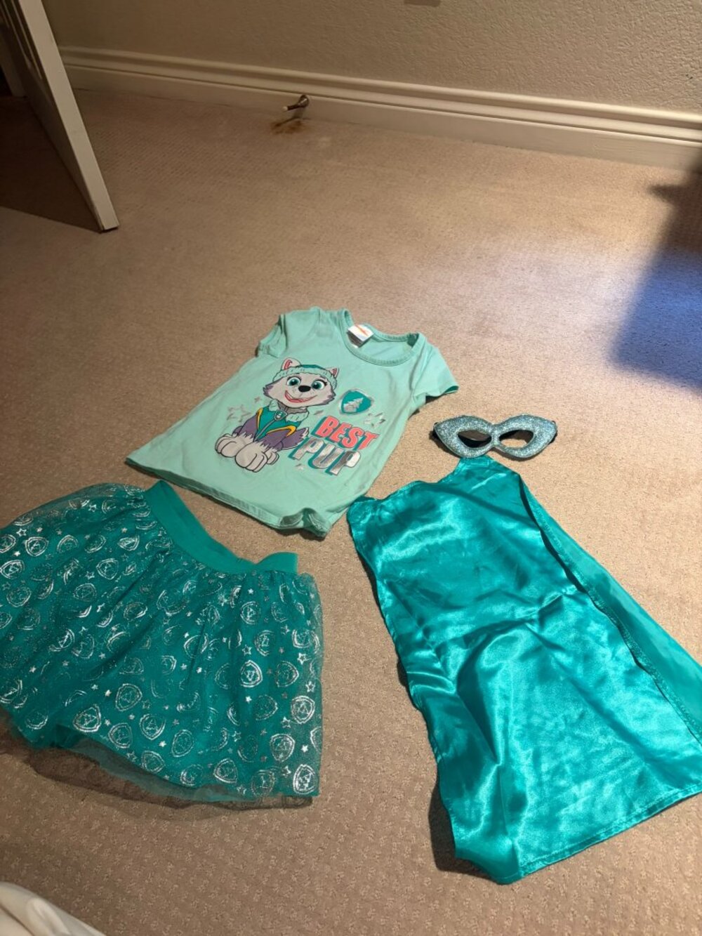 Paw Patrol Everest Girls Cosplay Costume T-Shirt Mesh Skirt Tulle Cape and Mask